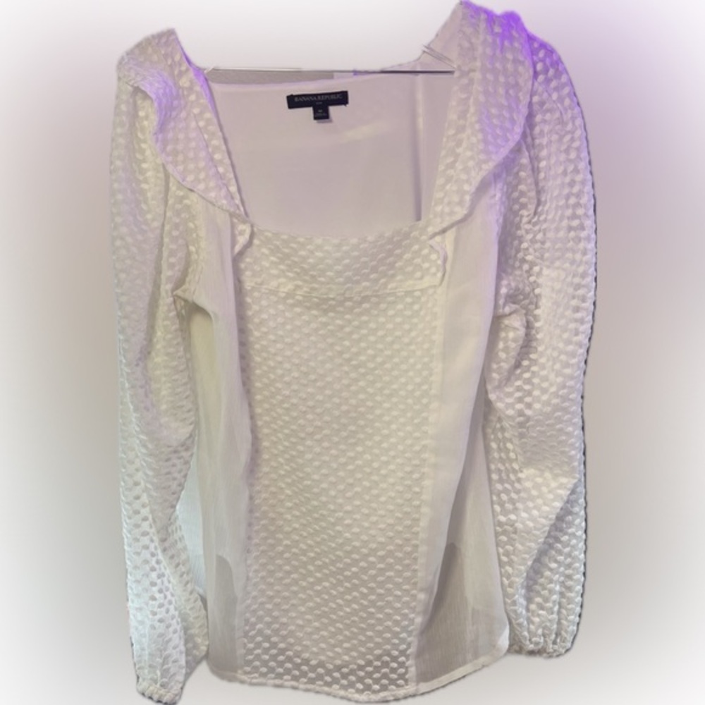 Banana Republic White Textured Blouse